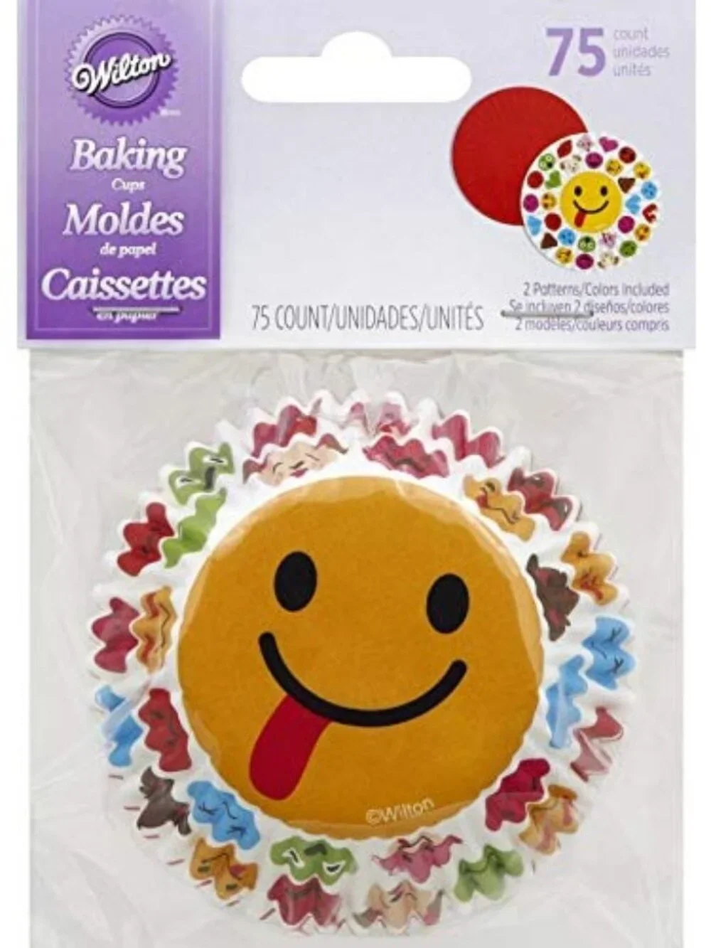Wilton Cupcake Baking Cup Happy face Party 75 Count Slid Red Valentines Day